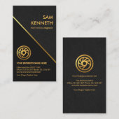 Stijlvolle grijze Grunge Gold Line Mechanical Engi Visitekaartje (Voorkant / Achterkant)