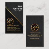 Stijlvolle grijze Grunge Gold Line Professional Bu Visitekaartje (Voorkant / Achterkant)