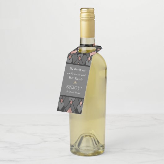 Stijlvolle grijze hostess Gift Wine Bottle Hanger (Schuin)