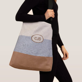 Stijlvolle grijze, ivoorkleurige en bruine totebag crossbody tas