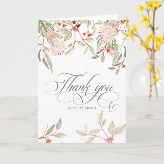 Stijlvolle grijze kalligrafie script dank u gevouw kaart (Gele Bloem)