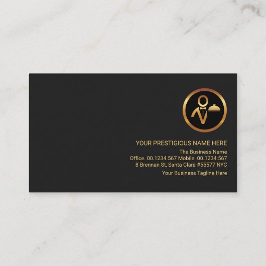 Stijlvolle grijze lagen rode lijn ober butler visitekaartje (Achterkant)