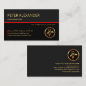 Stijlvolle grijze lagen rode lijn ober butler visitekaartje (Voorkant / Achterkant)