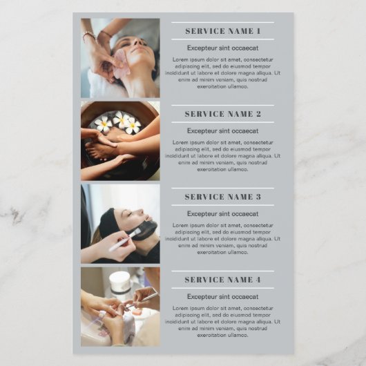 Stijlvolle grijze logo services beauty salon marke flyer (Achterkant)