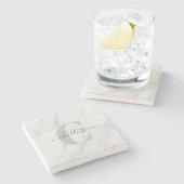 Stijlvolle grijze marmer - Gepersonaliseerde monog Stenen Onderzetter (Zijkant)