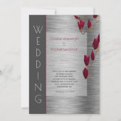Stijlvolle Grijze Metallic Bourgogne Floral Weddin Kaart (Voorkant)