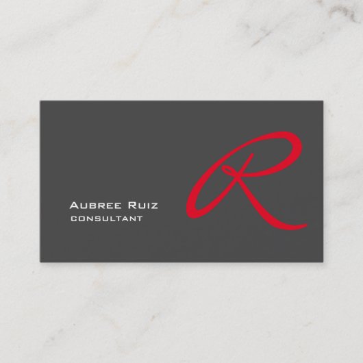 Stijlvolle grijze monogram Professional Visitekaartje (Voorkant)