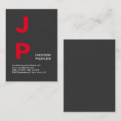 Stijlvolle grijze monogram Professional Visitekaartje (Voorkant / Achterkant)