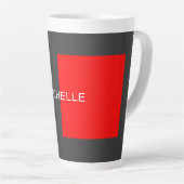 Stijlvolle grijze Rood Minimalistisch Modern Naam  Latte Mok (Rechterhoek)