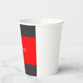 Stijlvolle grijze Rood Minimalistisch Modern Naam  Papieren Bekers (Links)