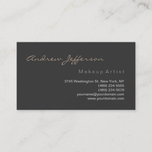 Stijlvolle grijze script make-up artiest visitekaa visitekaartje