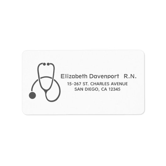 Stijlvolle grijze Stethoscoop illustratie op wit Etiket (Voorkant)