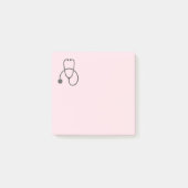 Stijlvolle grijze stethoscoop op pastroze post-it® notes (Voorkant)