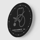 Stijlvolle grijze Stethoscoop op zwarte zurgen Grote Klok (Hoek)