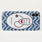 Stijlvolle grijze vernedering Stethoscoop illustra Case-Mate iPhone Case (Achterkant (horizontaal))