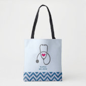 Stijlvolle grijze vernedering Stethoscoop illustra Tote Bag (Voorkant)