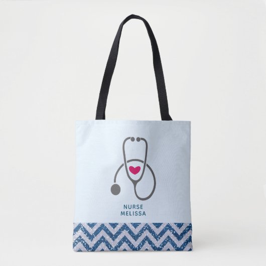 Stijlvolle grijze vernedering Stethoscoop illustra Tote Bag (Voorkant)