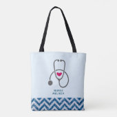 Stijlvolle grijze vernedering Stethoscoop illustra Tote Bag (Achterkant)