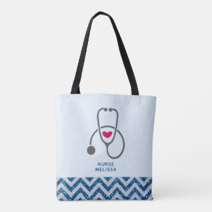 Stijlvolle grijze vernedering Stethoscoop illustra Tote Bag