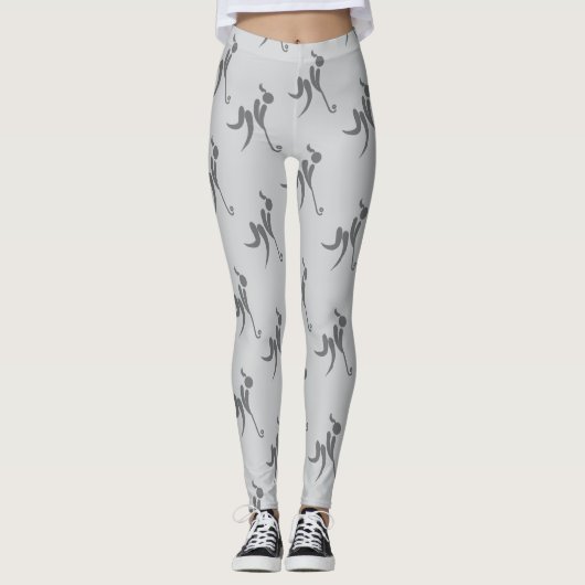 Stijlvolle grijze vrouwen hockey patroon leggings (Voorkant)