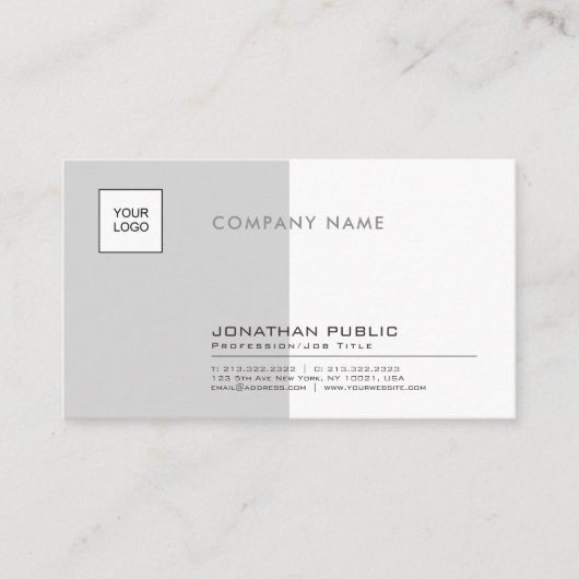 Stijlvolle grijze White Professional Company Plain Visitekaartje (Voorkant)