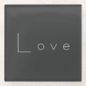 Stijlvolle grijze witte liefde bruiloft glazen onderzetter (Voorkant)