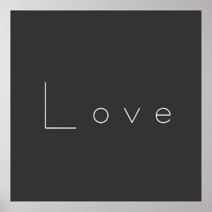 Stijlvolle grijze witte liefde bruiloft poster