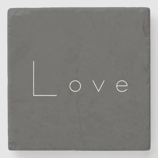 Stijlvolle grijze witte liefde bruiloft stenen onderzetter (Voorkant)