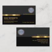 Stijlvolle grijze zwarte kolommen Gold Stripe Foun Visitekaartje (Voorkant / Achterkant)