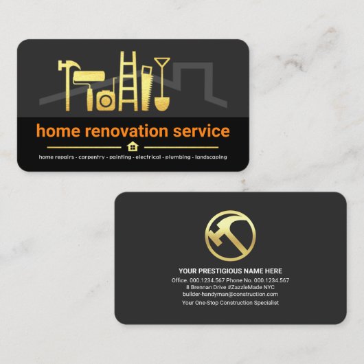 Stijlvolle grijze zwarte lagen voor constructietoo visitekaartje (Voorkant / Achterkant)