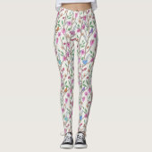 Stijlvolle Grillen Vogels en Bloemen Leggings (Voorkant)