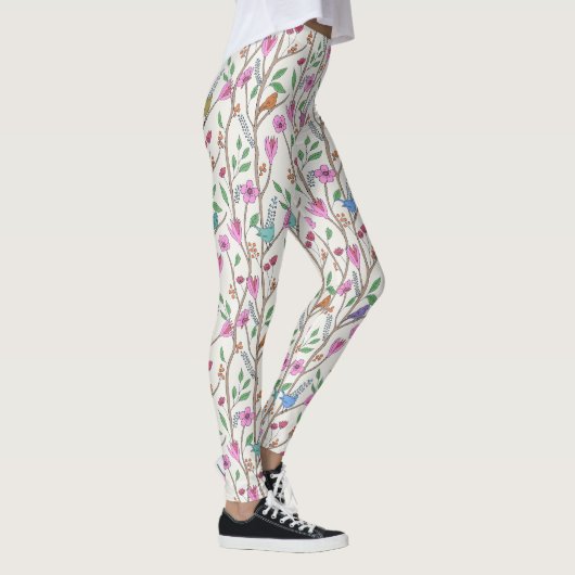 Stijlvolle Grillen Vogels en Bloemen Leggings (Rechts)