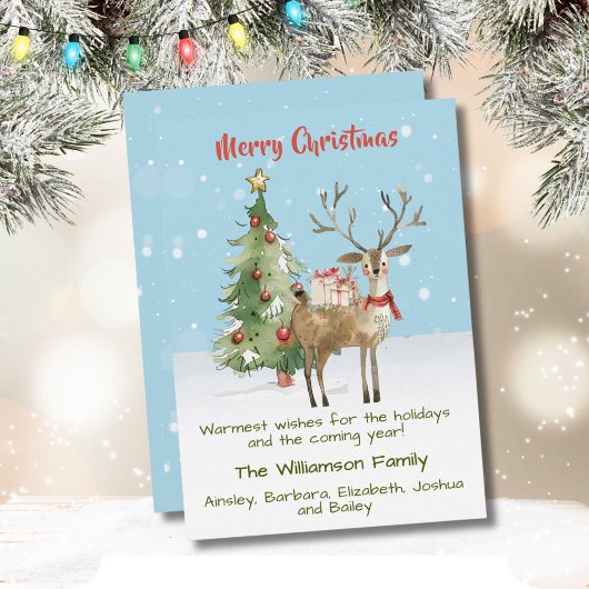 Stijlvolle grillige Waterverf rendierboom Kaart