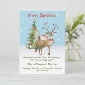 Stijlvolle grillige Waterverf rendierboom Kaart (Staand voorkant)