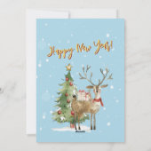 Stijlvolle grillige Waterverf rendierboom Kaart (Achterkant)