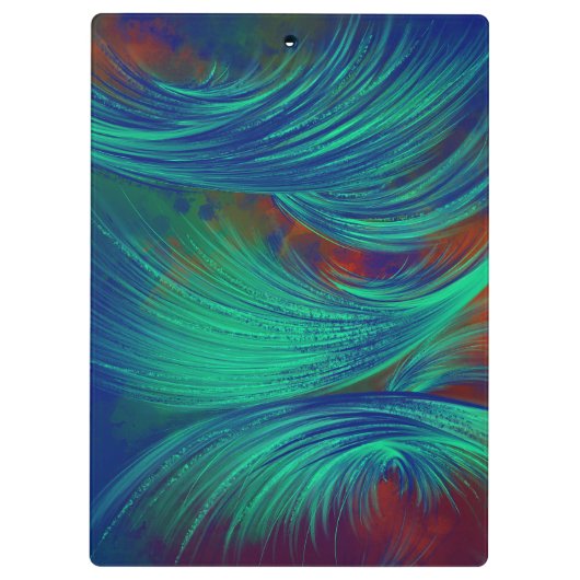 Stijlvolle Groen Blauw Abstract Veren Klembord (Achterkant)