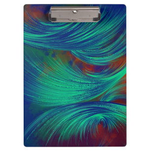 Stijlvolle Groen Blauw Abstract Veren Klembord