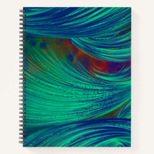 Stijlvolle Groen Blauw Abstract Veren Notitieboek