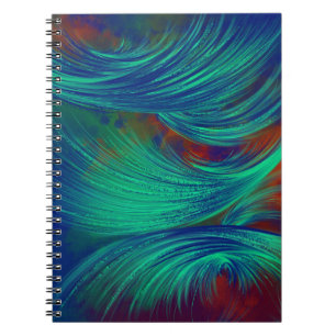 Stijlvolle Groen Blauw Abstract Veren Notitieboek