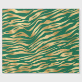 Stijlvolle Groen en Gold Wild Tiger Stripes Safari Cadeaupapier (Vlak)