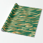 Stijlvolle Groen en Gold Wild Tiger Stripes Safari Cadeaupapier (Uitgerold)