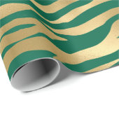 Stijlvolle Groen en Gold Wild Tiger Stripes Safari Cadeaupapier (Rol Hoek)
