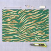 Stijlvolle Groen en Gold Wild Tiger Stripes Safari Tissuepapier (Craft)