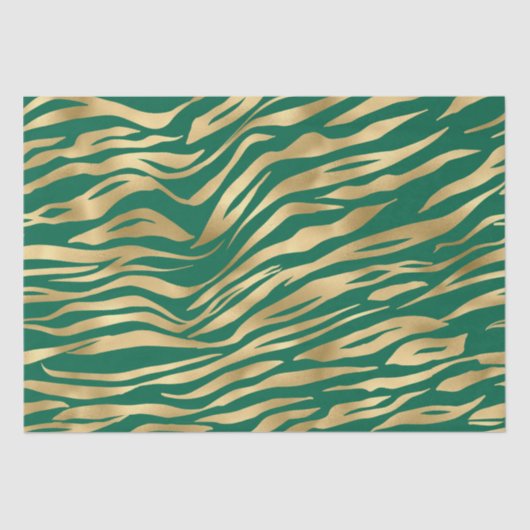 Stijlvolle Groen en Gold Wild Tiger Stripes Safari Tissuepapier (Voorkant)