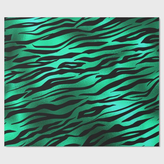 Stijlvolle Groen en Zwart Wild Tiger Stripes Safar Cadeaupapier (Vlak)