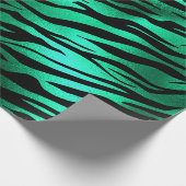 Stijlvolle Groen en Zwart Wild Tiger Stripes Safar Cadeaupapier (Hoek)