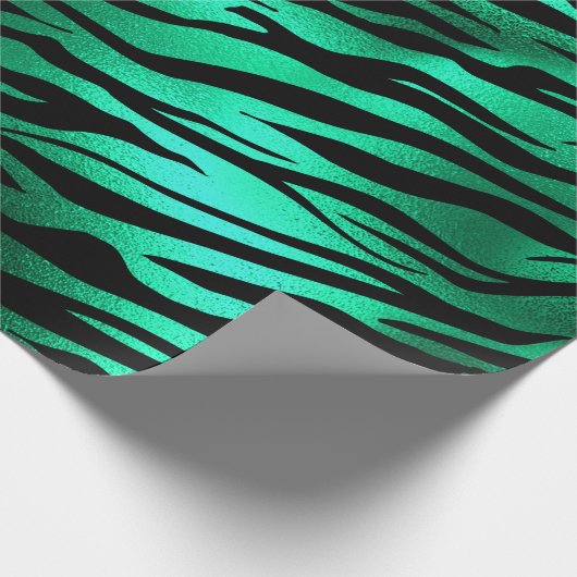Stijlvolle Groen en Zwart Wild Tiger Stripes Safar Cadeaupapier (Hoek)