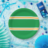 Stijlvolle Groen Geel Wit Zomer Racing Stripes Papieren Bordje (Feest)
