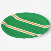 Stijlvolle Groen Geel Wit Zomer Racing Stripes Papieren Bordje (Gekanteld)