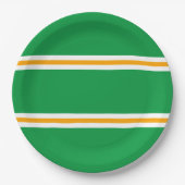 Stijlvolle Groen Geel Wit Zomer Racing Stripes Papieren Bordje (Voorkant)